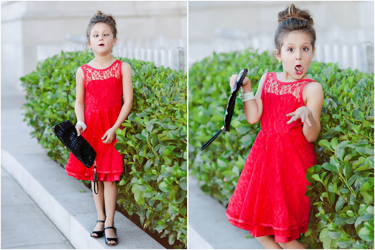 little girl making silly faces during photoshoot