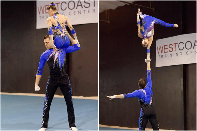 Ani Smith and Michael Rodrigues performing their balance routine at west coast training center