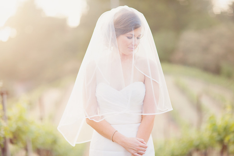 beautiful portrait of a bride with her veil over her face in Santa Cruz
