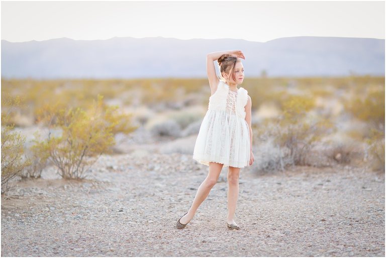 child modeling at dry lake beds in las vegas