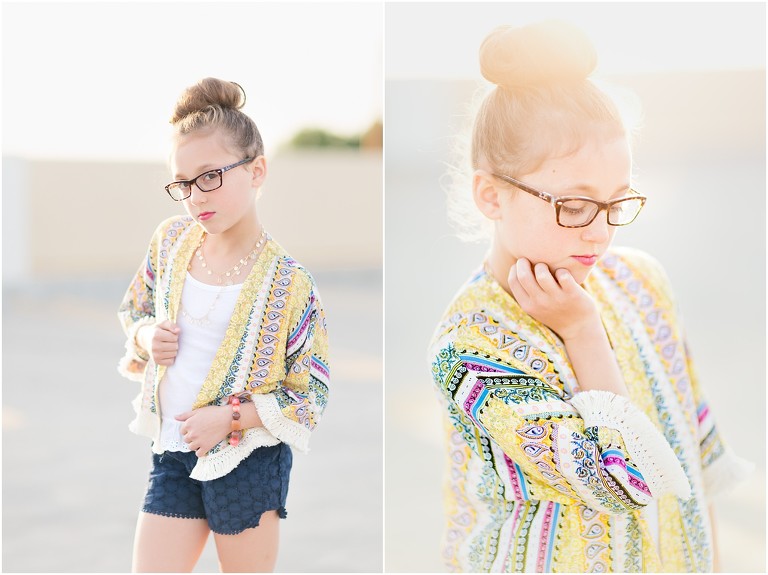 Child wears Ray Ban glasses for Livermore photoshoot