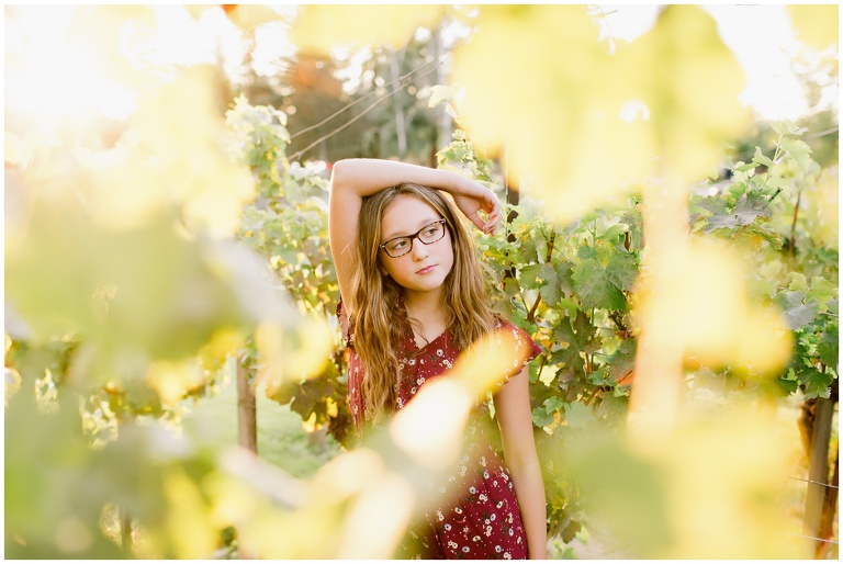 livermore teen posing in vineyard