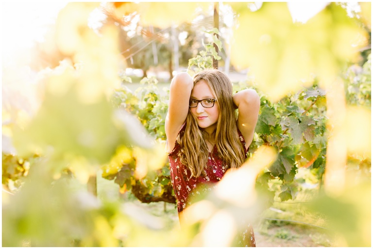 livermore teen posing in vineyards